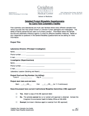 Detailed Project Biosafety Questionnairedoc - medschool creighton