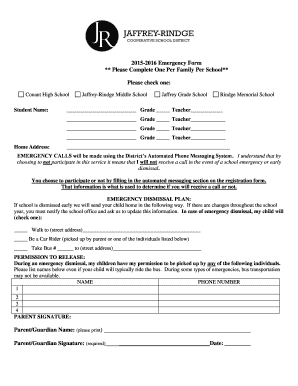 Emergency Dismissal Form