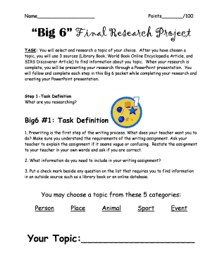 Big 6 Research Project Template