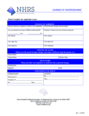 New Hampshire Retirement System Change of Address/Name Form