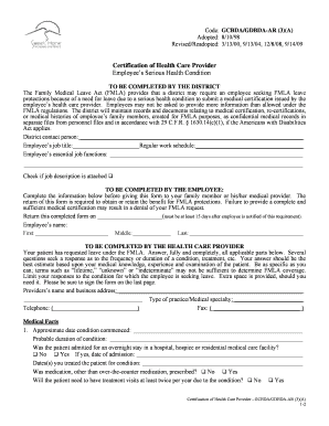 Certification of Health Care Provider for FMLA