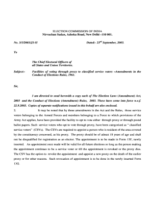 Proxy Voting Forms for Classified Service Voters