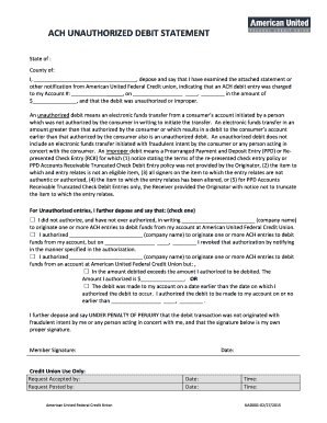 ACH Unauthorized Debit Statement