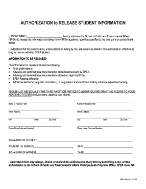 Authorization to Release Student Information