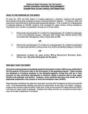 California State University Writing Requirement Exemption Exam