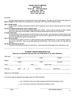 Fluoride Varnish Permission Slip