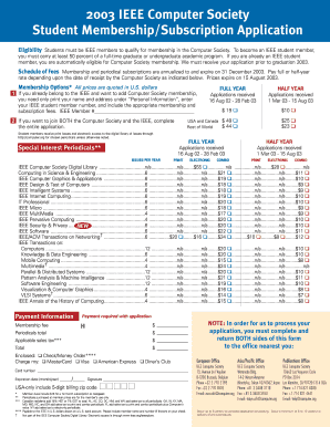 IEEE Computer Society Student Membership Application