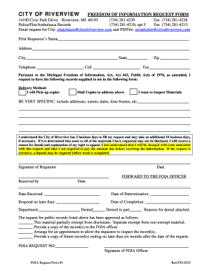 Michigan Freedom of Information Request Form