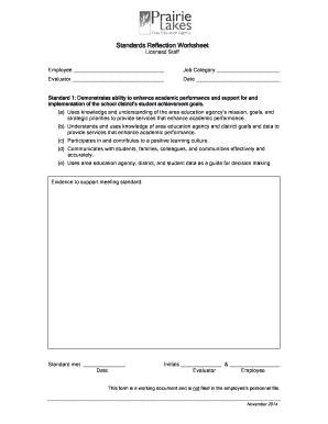Standards Reflection Worksheet