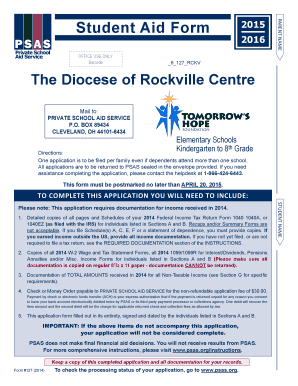 Private School Aid Form 2015
