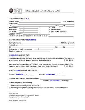 California Divorce Petition Form