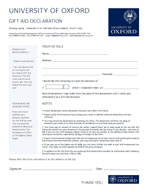 University of Oxford Gift Aid Declaration