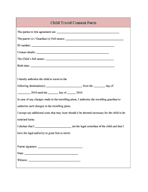 Child Travel Consent Form