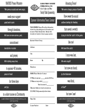 Kairos Prison Ministry Family Table Sponsorship Form