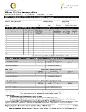 HRA or FSA Reimbursement Form
