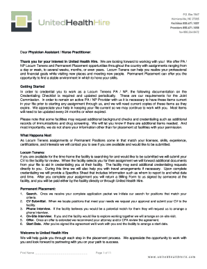 United Health Hire PA NP Application Form