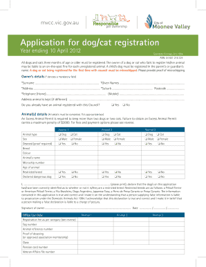 Victoria Dog/Cat Registration Form