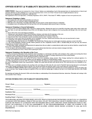 Infinity 4000 Pool Cover Owner Survey & Warranty Registration