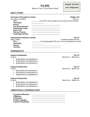 Law School Resume Template