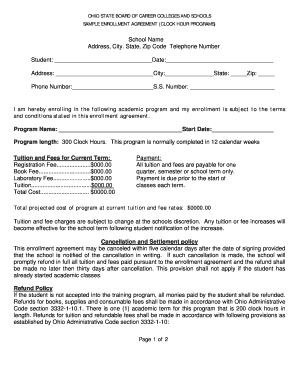 Ohio Career College Enrollment Agreement