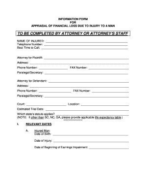 Financial Loss Appraisal Form