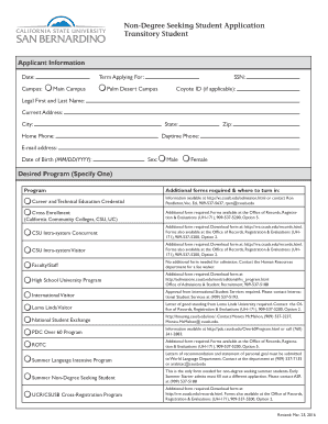 Non-Degree Seeking Student Application