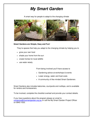 My Smart Garden Participation Checklist