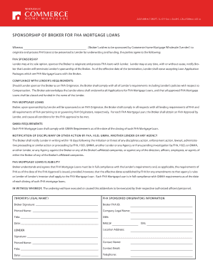 FHA Mortgage Loan Sponsorship Agreement