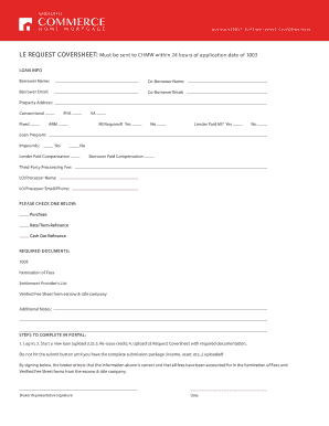 Loan Estimate Request Coversheet