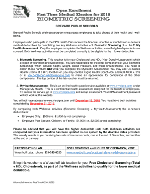 Brevard Public Schools Wellness Program Lab Voucher