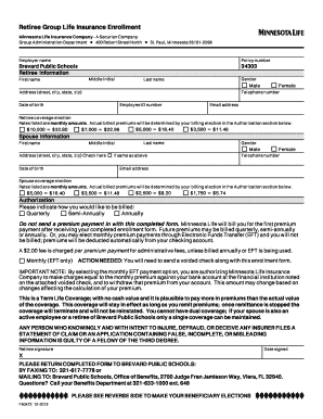 Retiree Group Life Insurance Enrollment Form