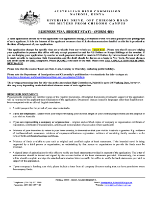 Australian Business Visa Application Form 456