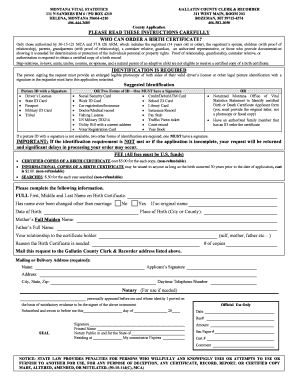 Montana Birth Certificate Application