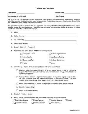 Applicant Survey Form