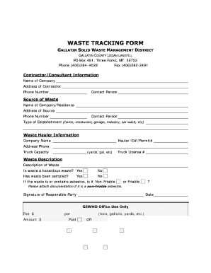 Waste Tracking Form