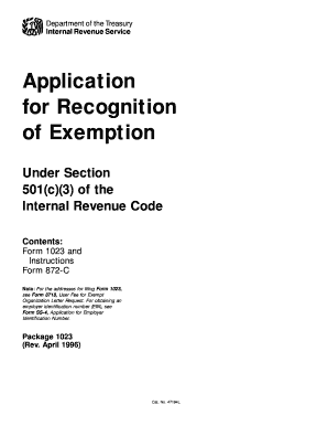 IRS Form 1023 Application for Tax Exemption