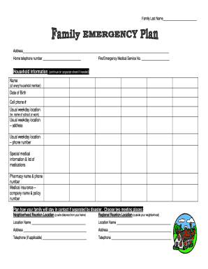 Family Emergency Plan Template