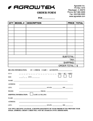 Agrowtek Inc Order Form