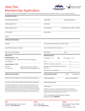 ANA Membership Application Form