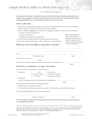 Medical Ability to Work Form
