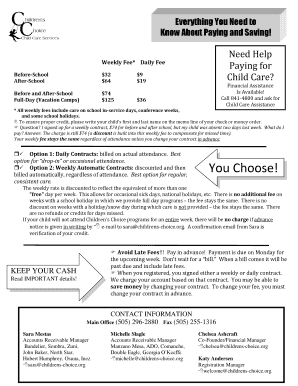 Child Care Fee Payment Form