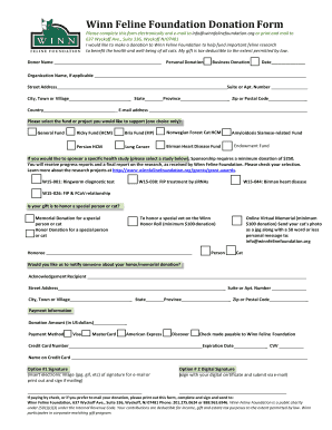 Winn Feline Foundation Donation Form