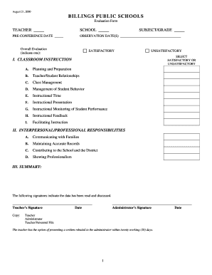 Teacher Evaluation Form