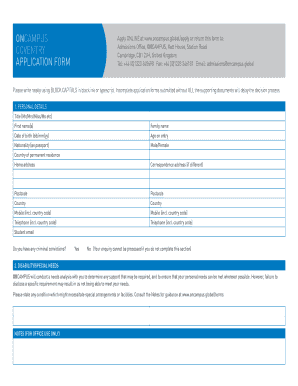 ONCAMPUS Application Form