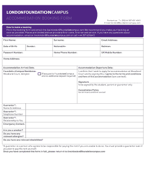 Accommodation Booking Form