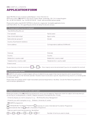 ONCAMPUS London Application Form