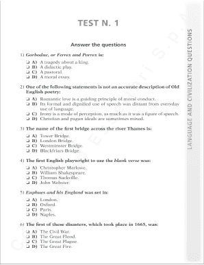English Literature and Civilization Quiz