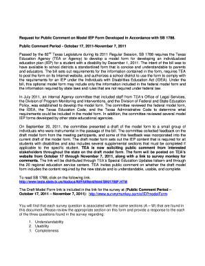 Texas Model IEP Form