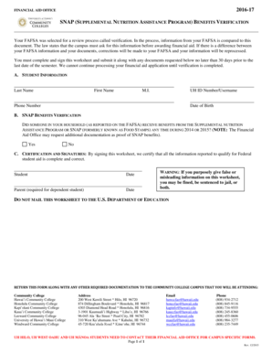 SNAP Benefits Verification Form