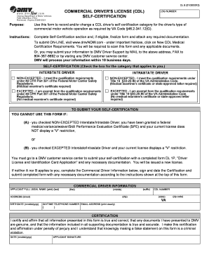 Virginia CDL Self-Certification Form